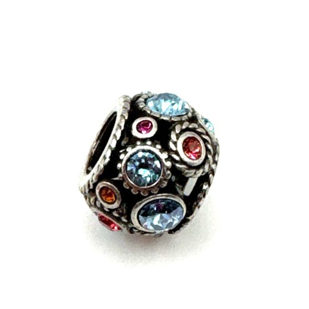 Brighton Halo Monarch Blue Red Orange Crystals Colorful Silver Bead
